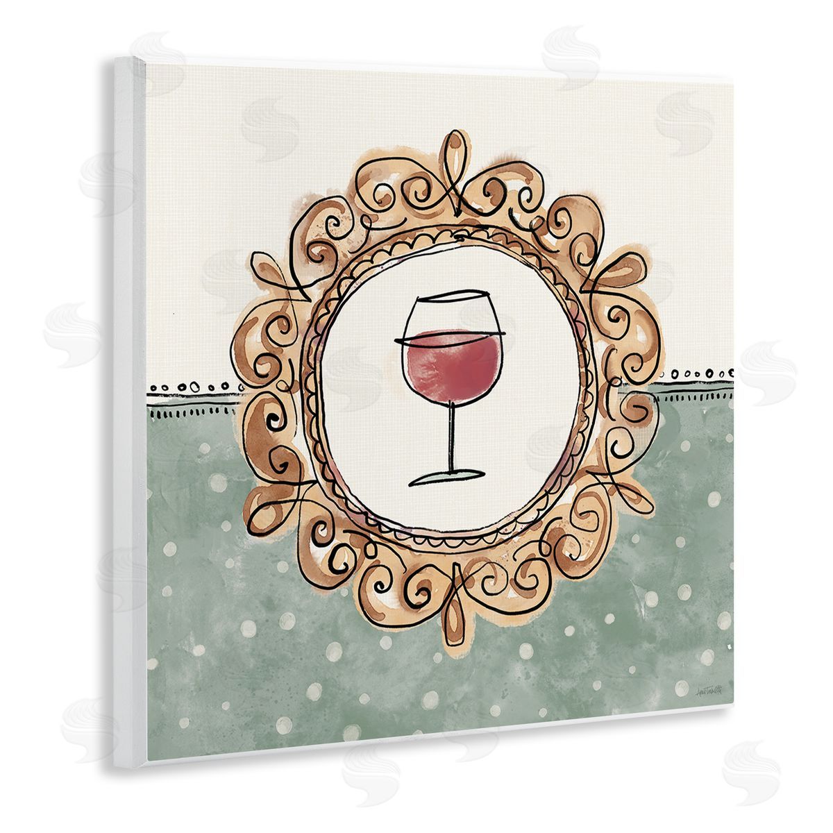 Anne Tavoletti Wine with Classic Border Wooden Wall Plaque Art Print