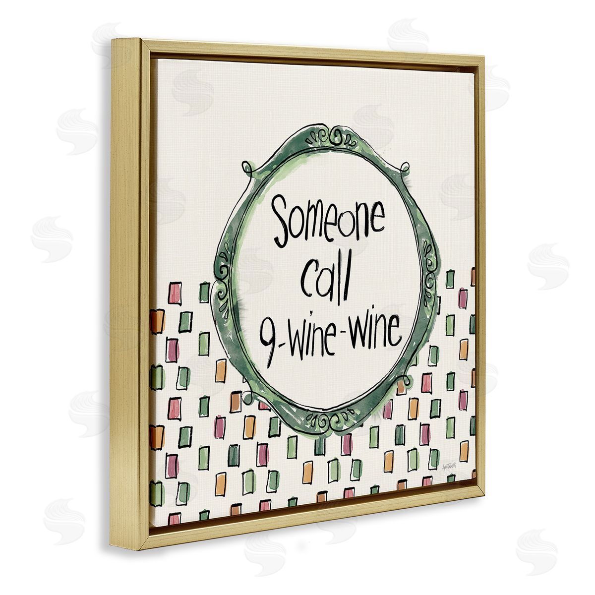 Anne Tavoletti Funny Wine Sentiment Gold Floating Frame Canvas Wall Art Print