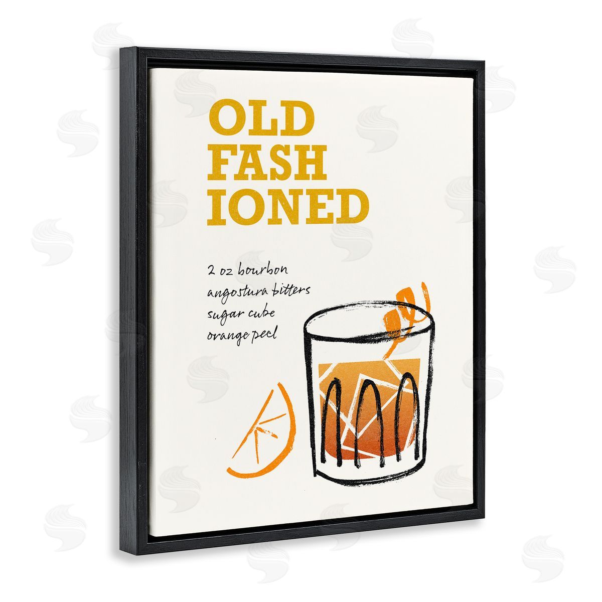 Old Fashioned Recipe Black Floating Frame Canvas Wall Art, Home Decor by Victoria Barnes