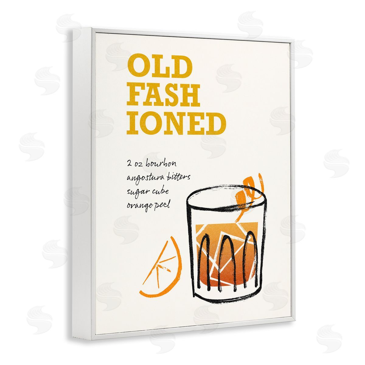 Old Fashioned Recipe White Frame Print Wall Art, Home Decor by Victoria Barnes