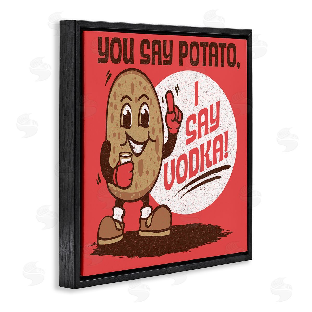 Jedco Brands Inc. Funny Potato & Vodka Black Floating Frame Canvas Wall Art Print