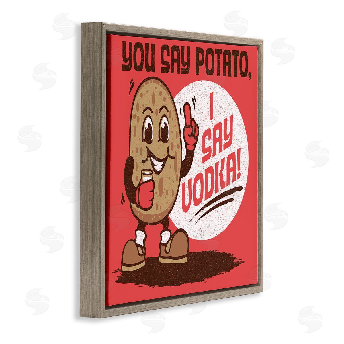 Jedco Brands Inc. Funny Potato & Vodka Brown Floating Frame Canvas Wall Art Print