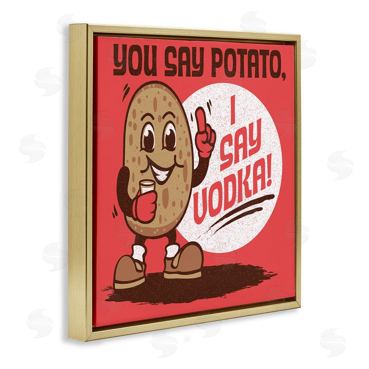 Jedco Brands Inc. Funny Potato & Vodka Gold Floating Frame Canvas Wall Art Print