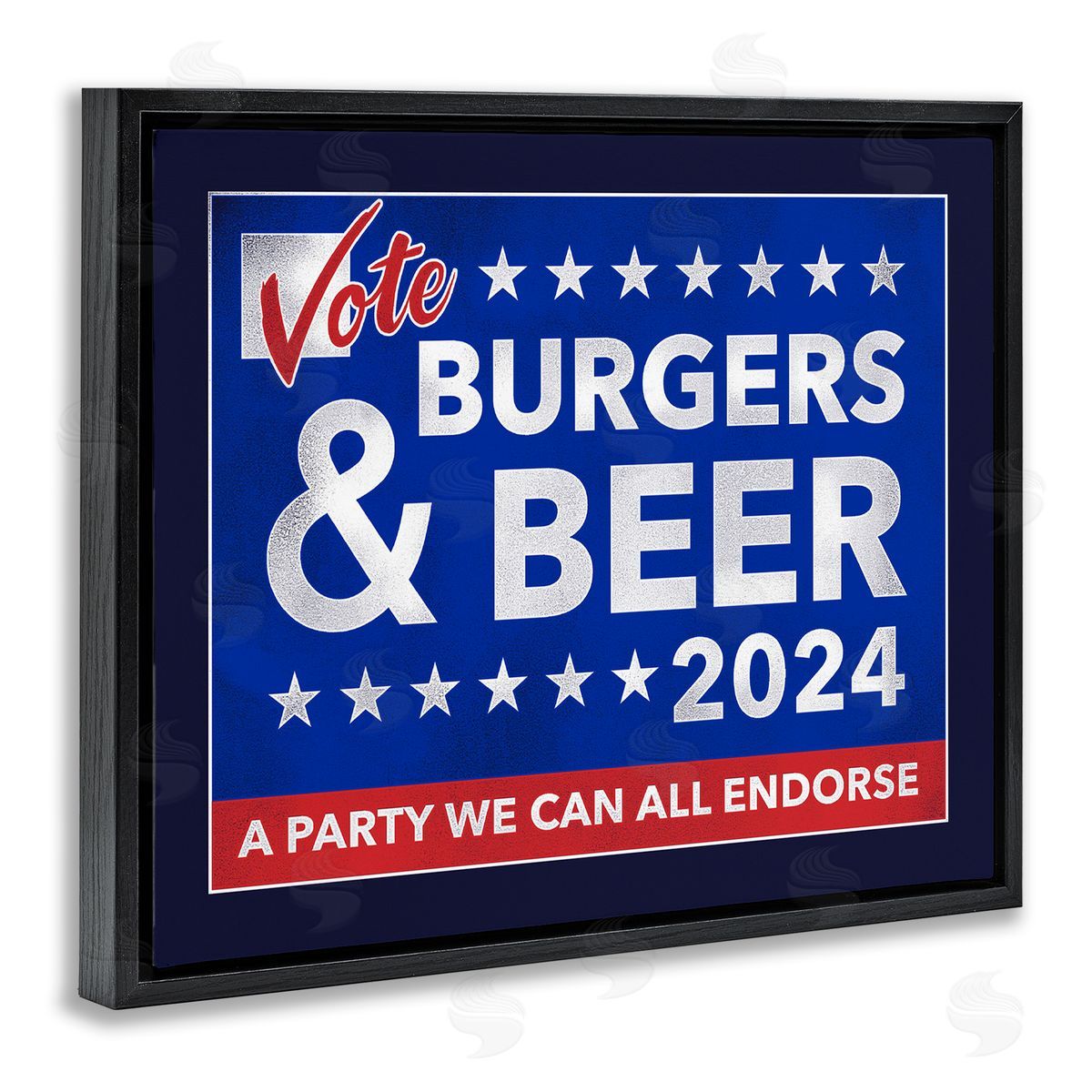 Jedco Brands Inc. Burgers & Beer Vote Black Floating Frame Canvas Wall Art Print