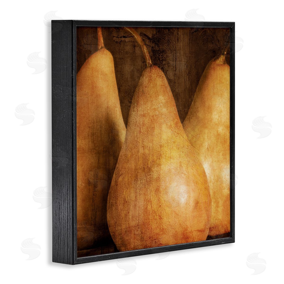 Caroline Kelly Rustic Vintage Pears Black Framed Giclee Wall Art Print