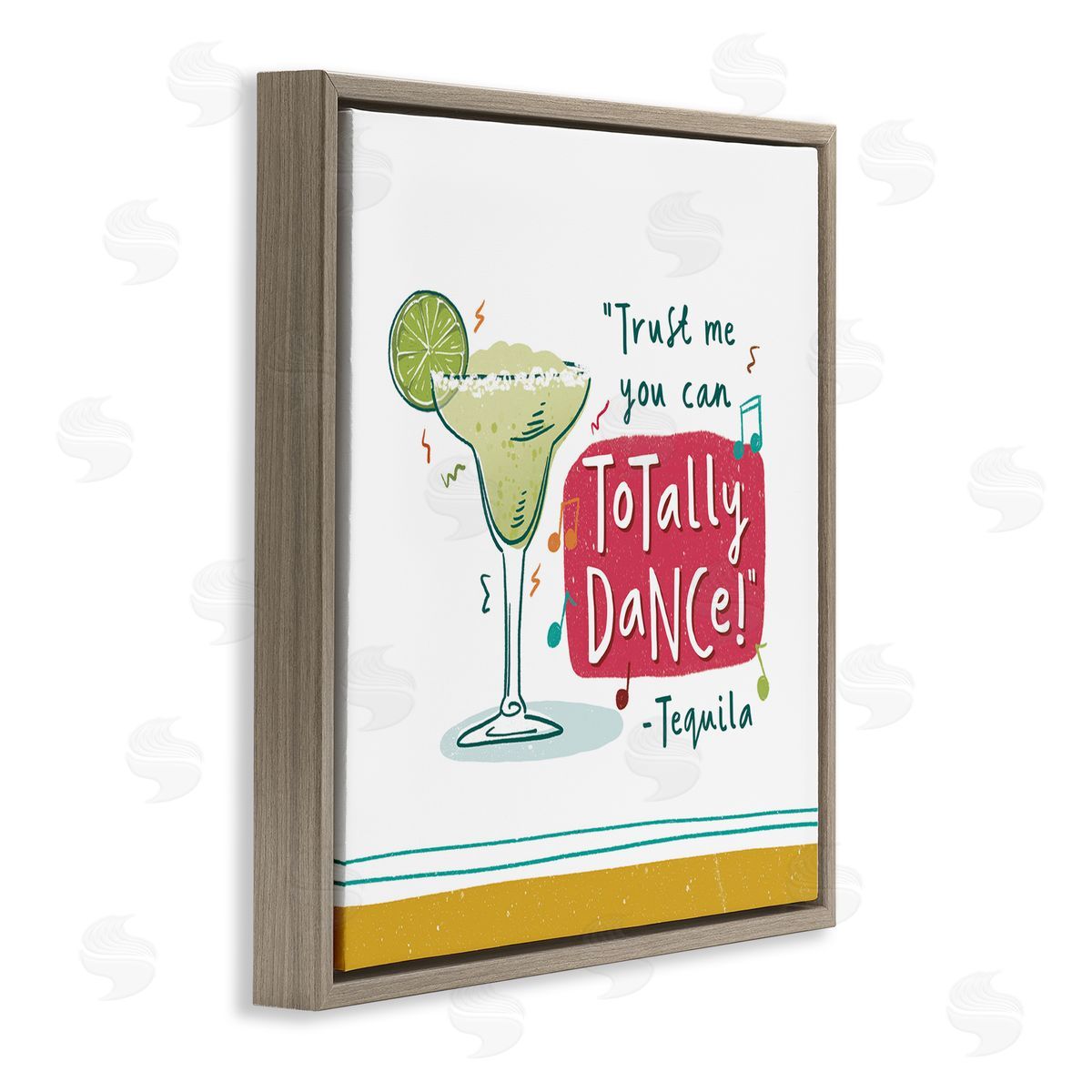 Courtney Morgenstern Funny Tequila Phrase Brown Floating Frame Canvas Wall Art Print