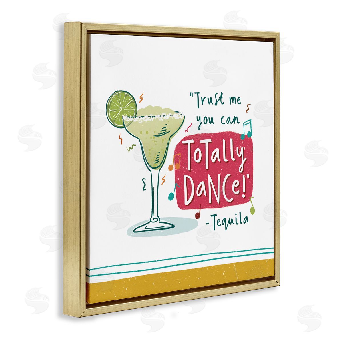 Courtney Morgenstern Funny Tequila Phrase Gold Floating Frame Canvas Wall Art Print