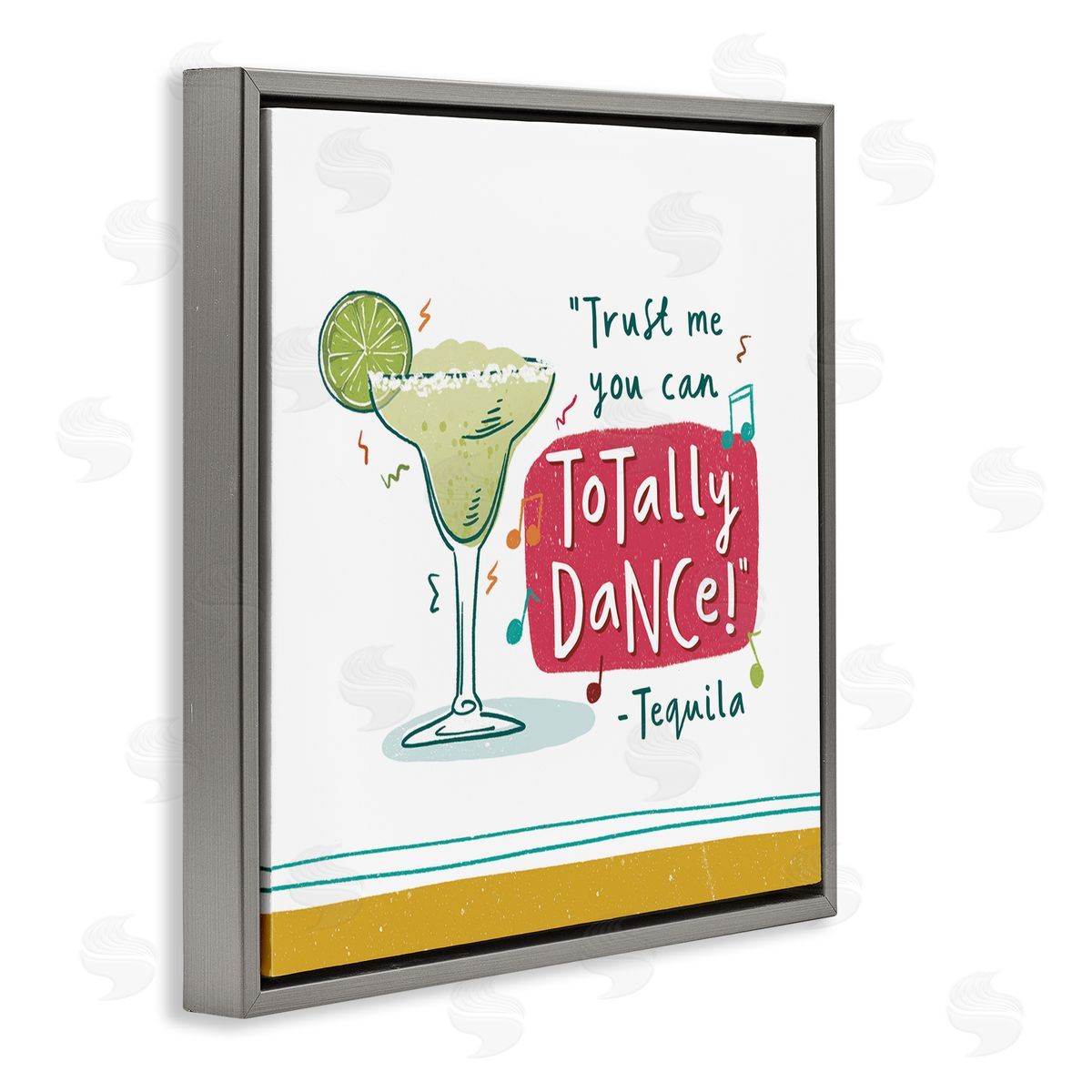 Courtney Morgenstern Funny Tequila Phrase Gray Floating Frame Canvas Wall Art Print
