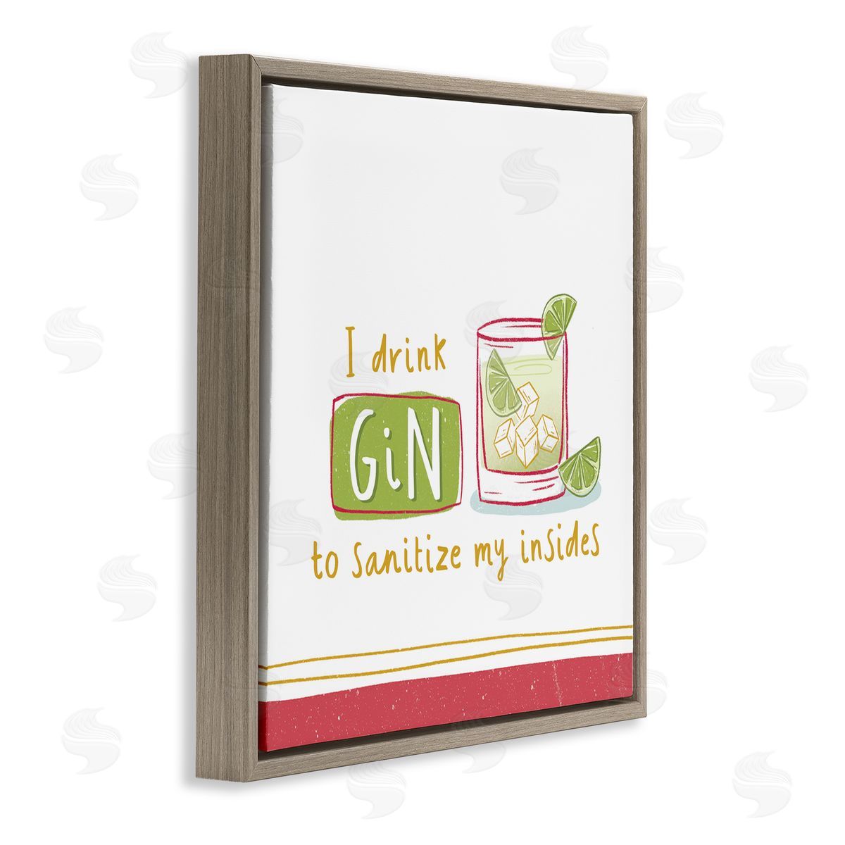 Courtney Morgenstern Funny Gin Phrase Brown Floating Frame Canvas Wall Art Print