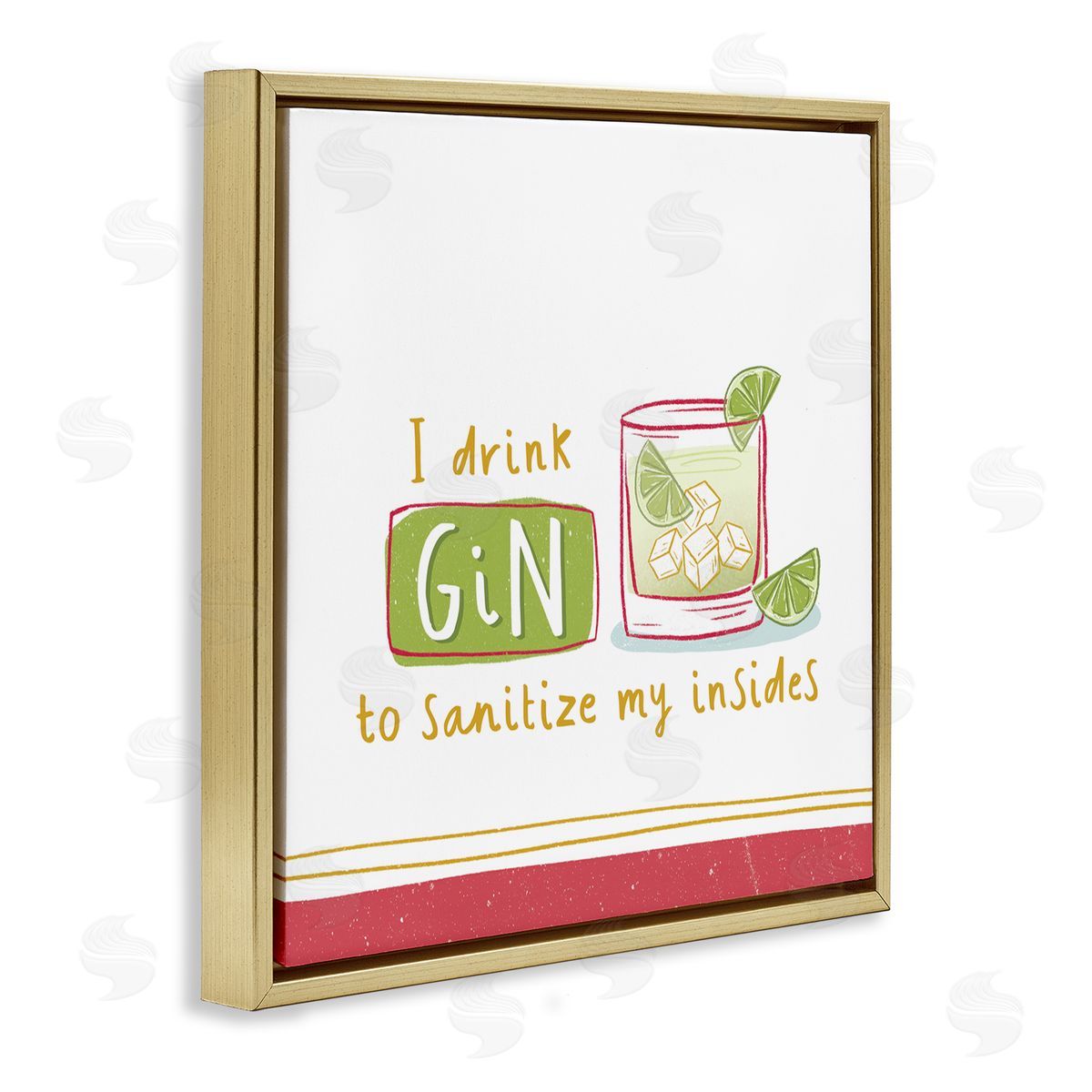 Courtney Morgenstern Funny Gin Phrase Gold Floating Frame Canvas Wall Art Print