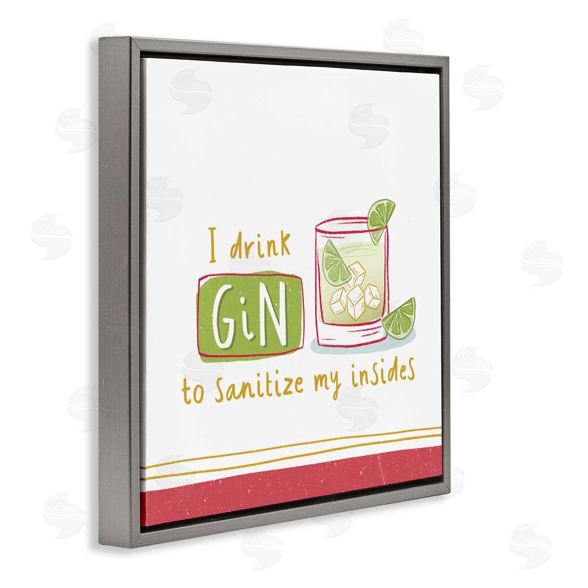 Courtney Morgenstern Funny Gin Phrase Gray Floating Frame Canvas Wall Art Print