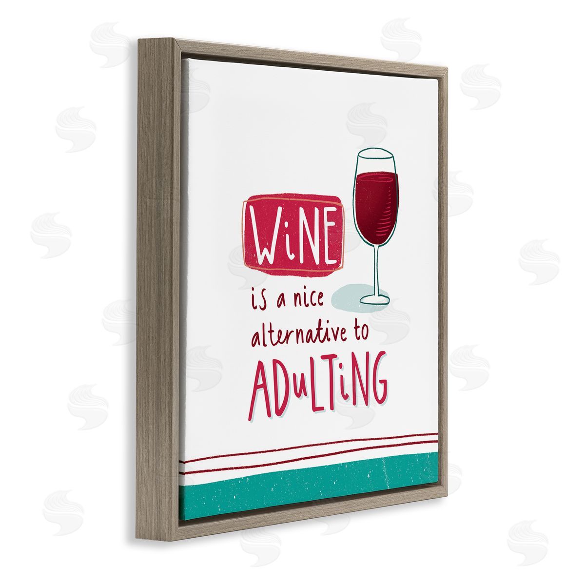 Courtney Morgenstern Funny Wine Phrase Brown Floating Frame Canvas Wall Art Print