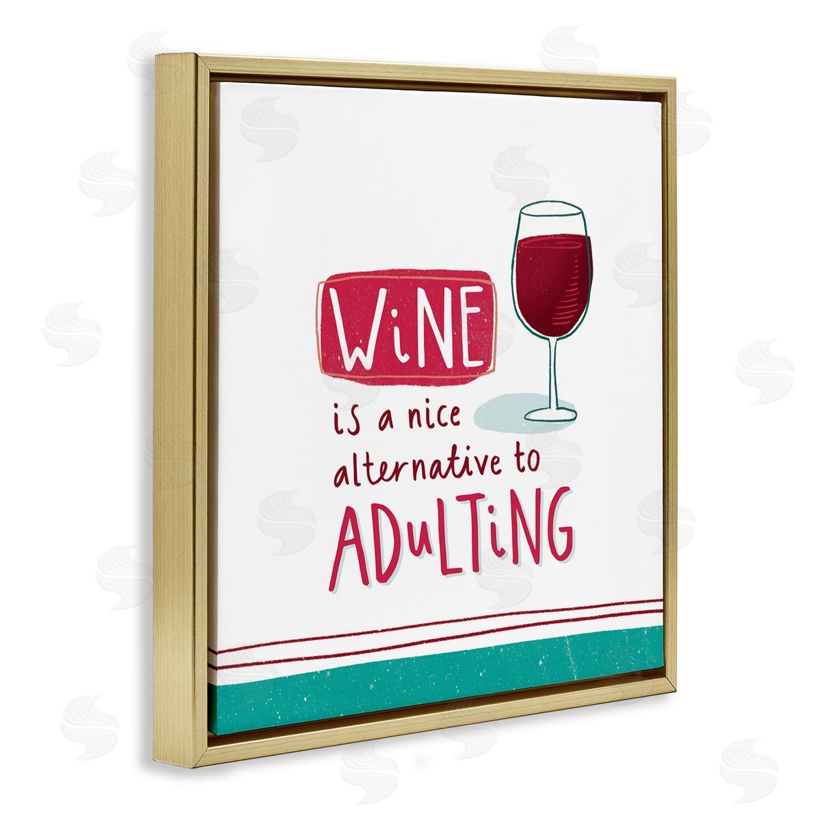 Courtney Morgenstern Funny Wine Phrase Gold Floating Frame Canvas Wall Art Print