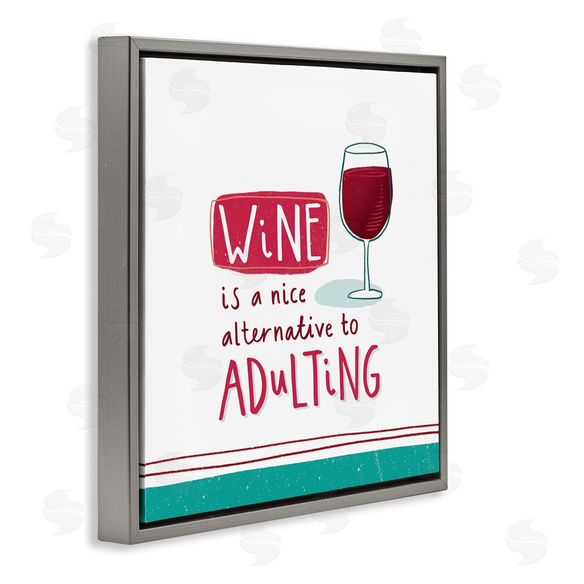 Courtney Morgenstern Funny Wine Phrase Gray Floating Frame Canvas Wall Art Print