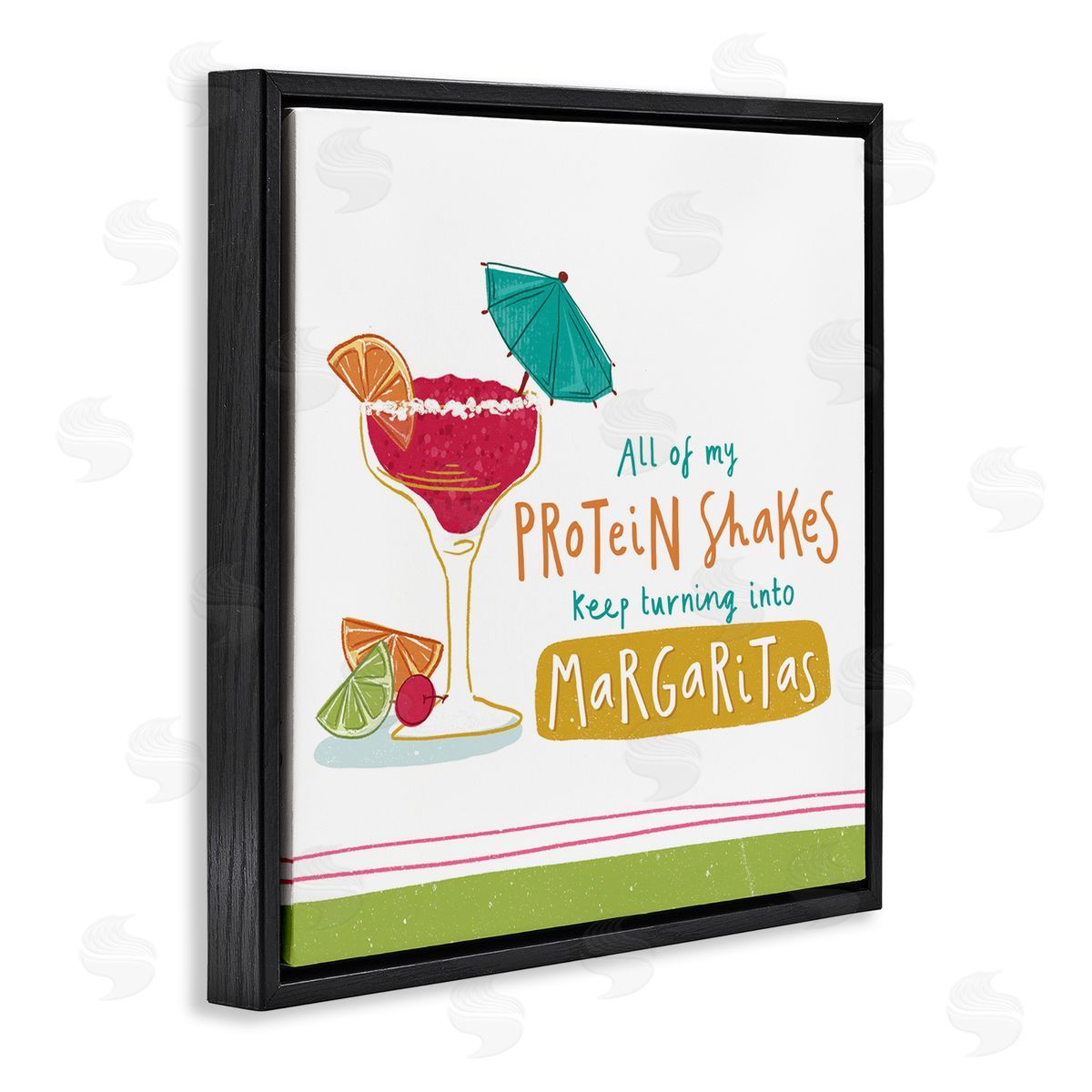 Courtney Morgenstern Funny Margarita Phrase Black Floating Frame Canvas Wall Art Print