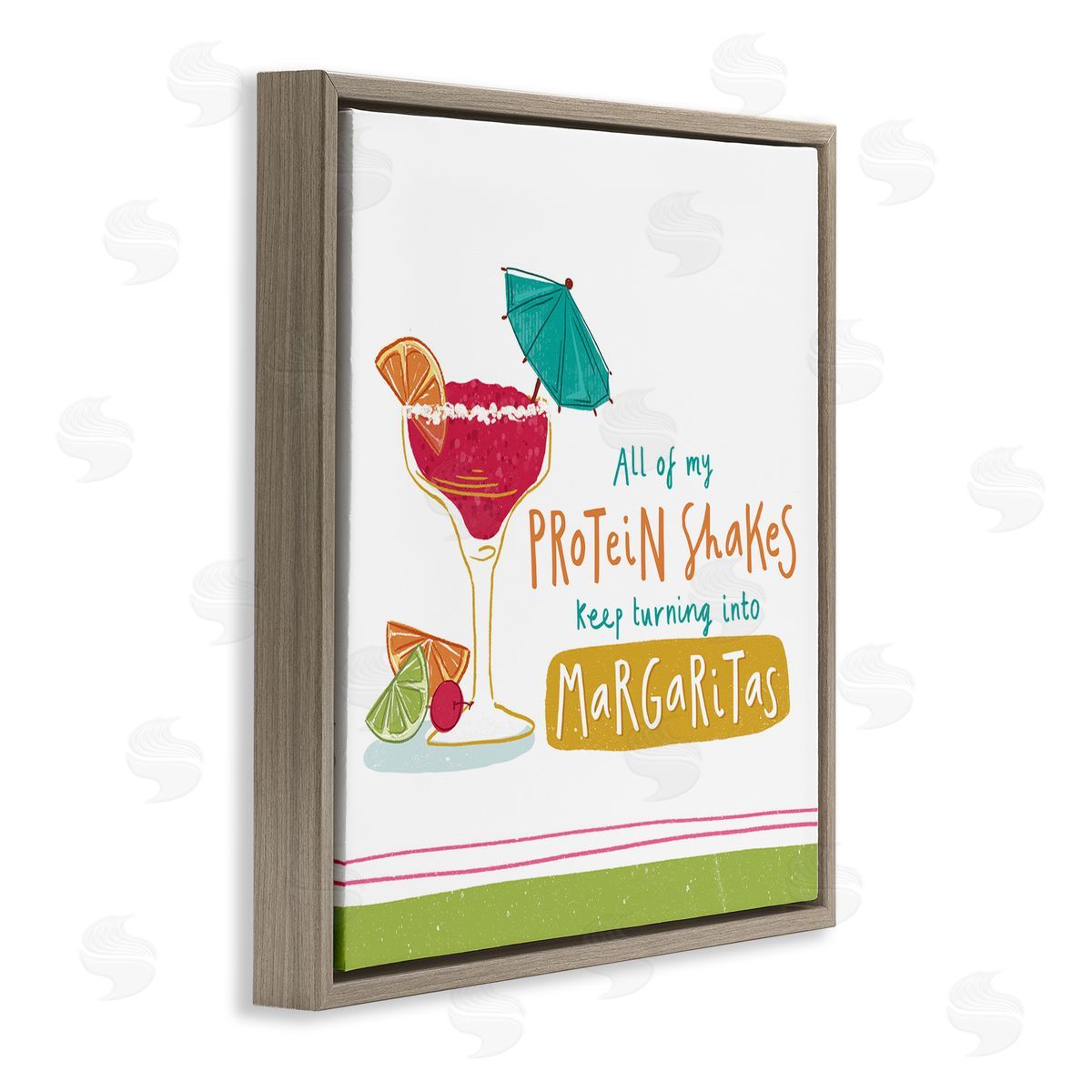Courtney Morgenstern Funny Margarita Phrase Brown Floating Frame Canvas Wall Art Print