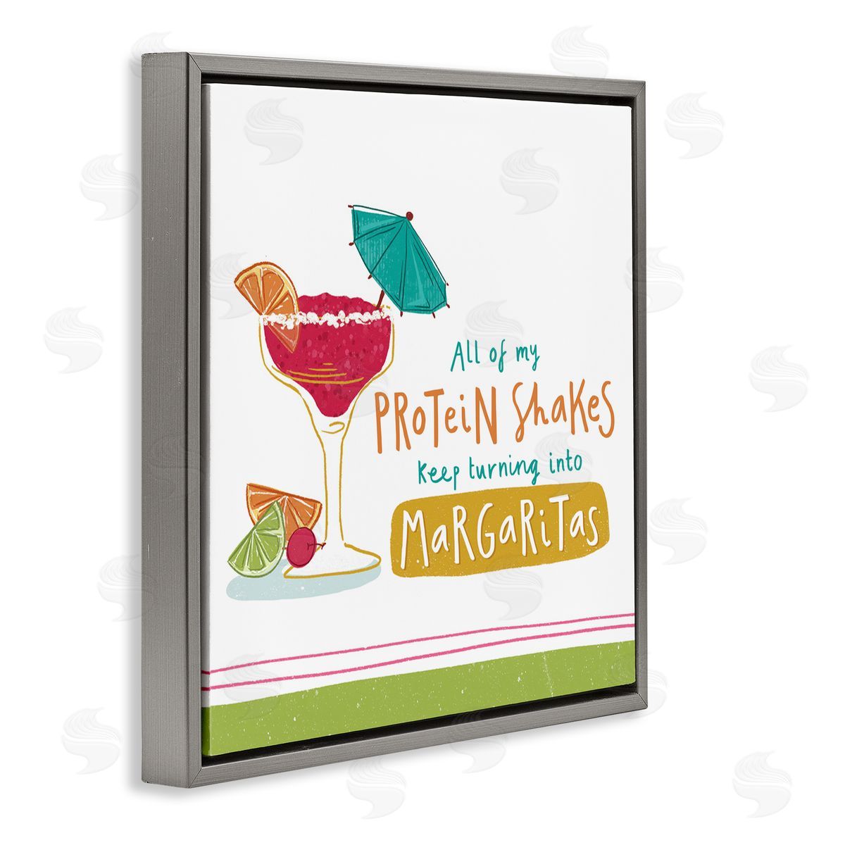 Courtney Morgenstern Funny Margarita Phrase Gray Floating Frame Canvas Wall Art Print