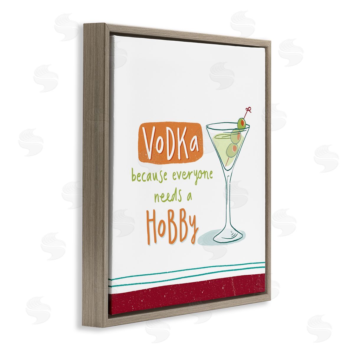 Courtney Morgenstern Funny Vodka Phrase Brown Floating Frame Canvas Wall Art Print