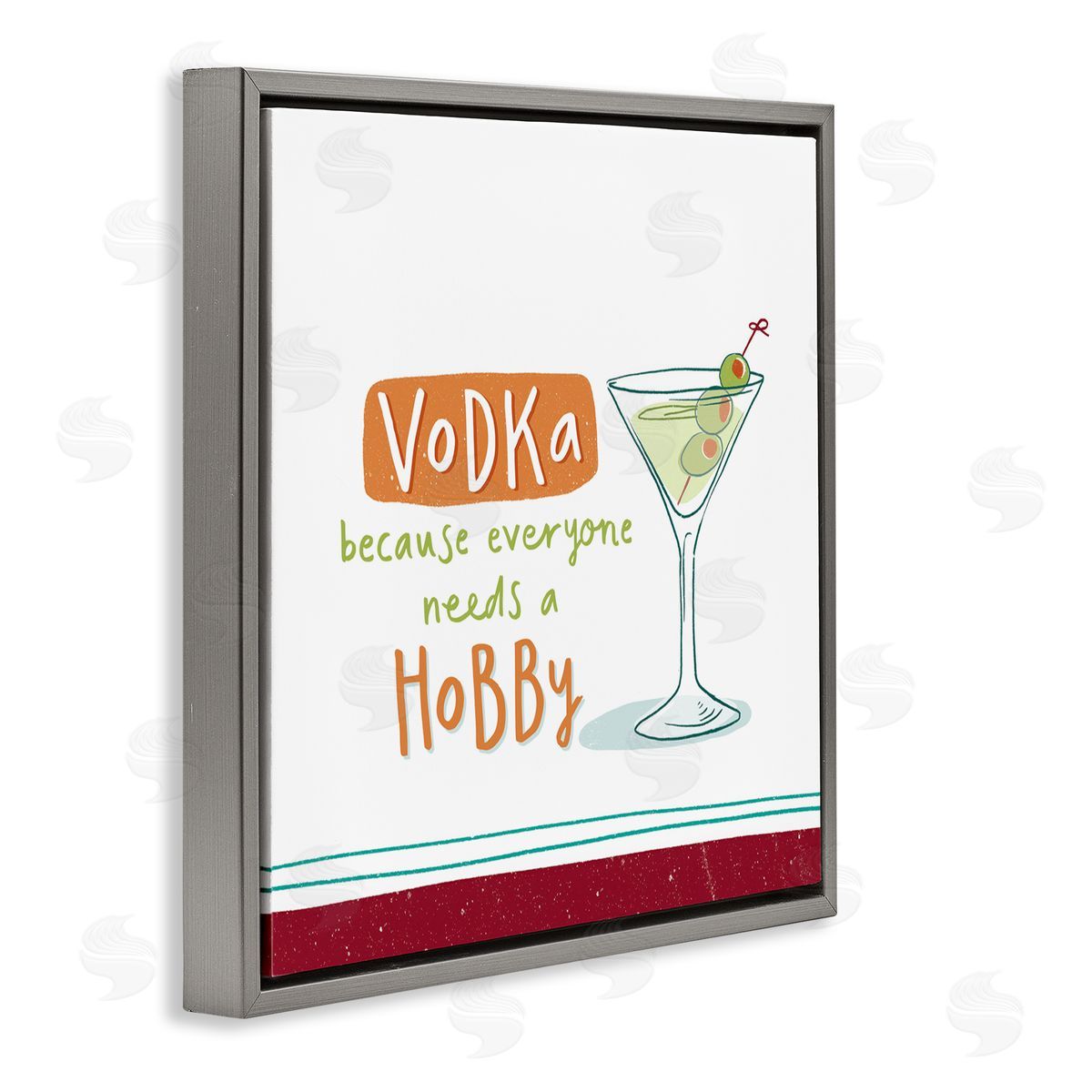 Courtney Morgenstern Funny Vodka Phrase Gray Floating Frame Canvas Wall Art Print