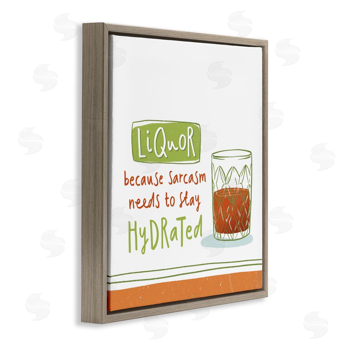 Courtney Morgenstern Funny Liquor Phrase Brown Floating Frame Canvas Wall Art Print
