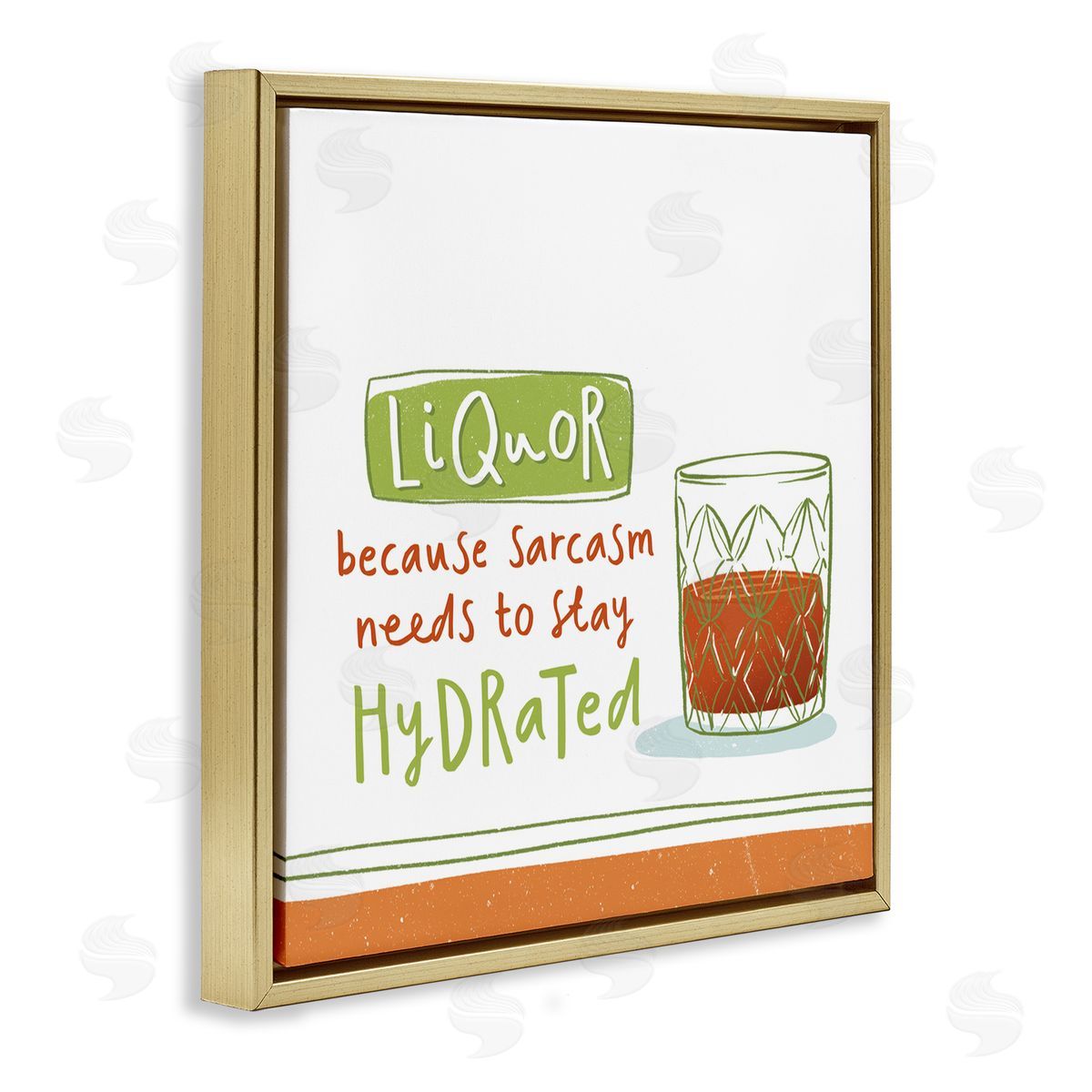 Courtney Morgenstern Funny Liquor Phrase Gold Floating Frame Canvas Wall Art Print