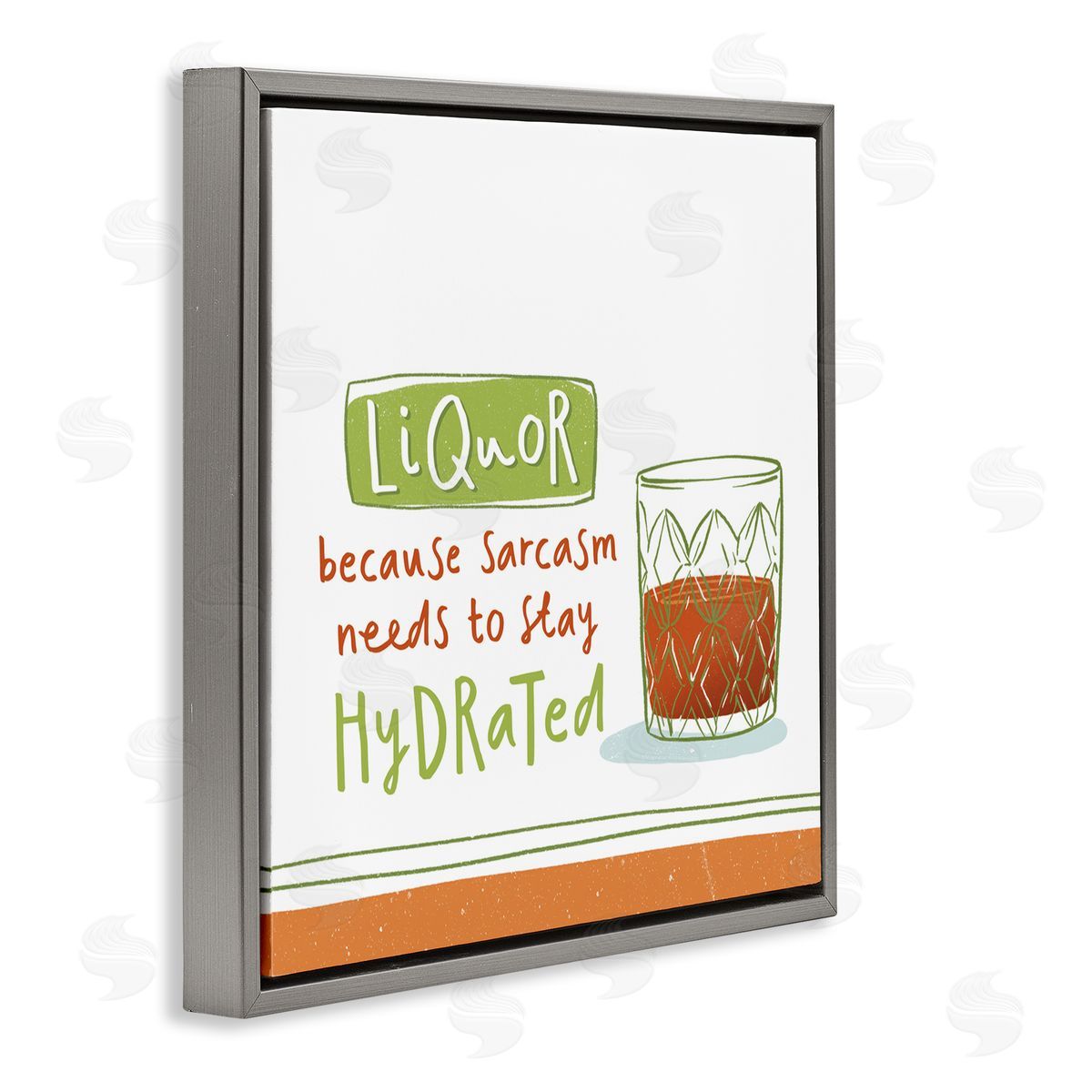 Courtney Morgenstern Funny Liquor Phrase Gray Floating Frame Canvas Wall Art Print