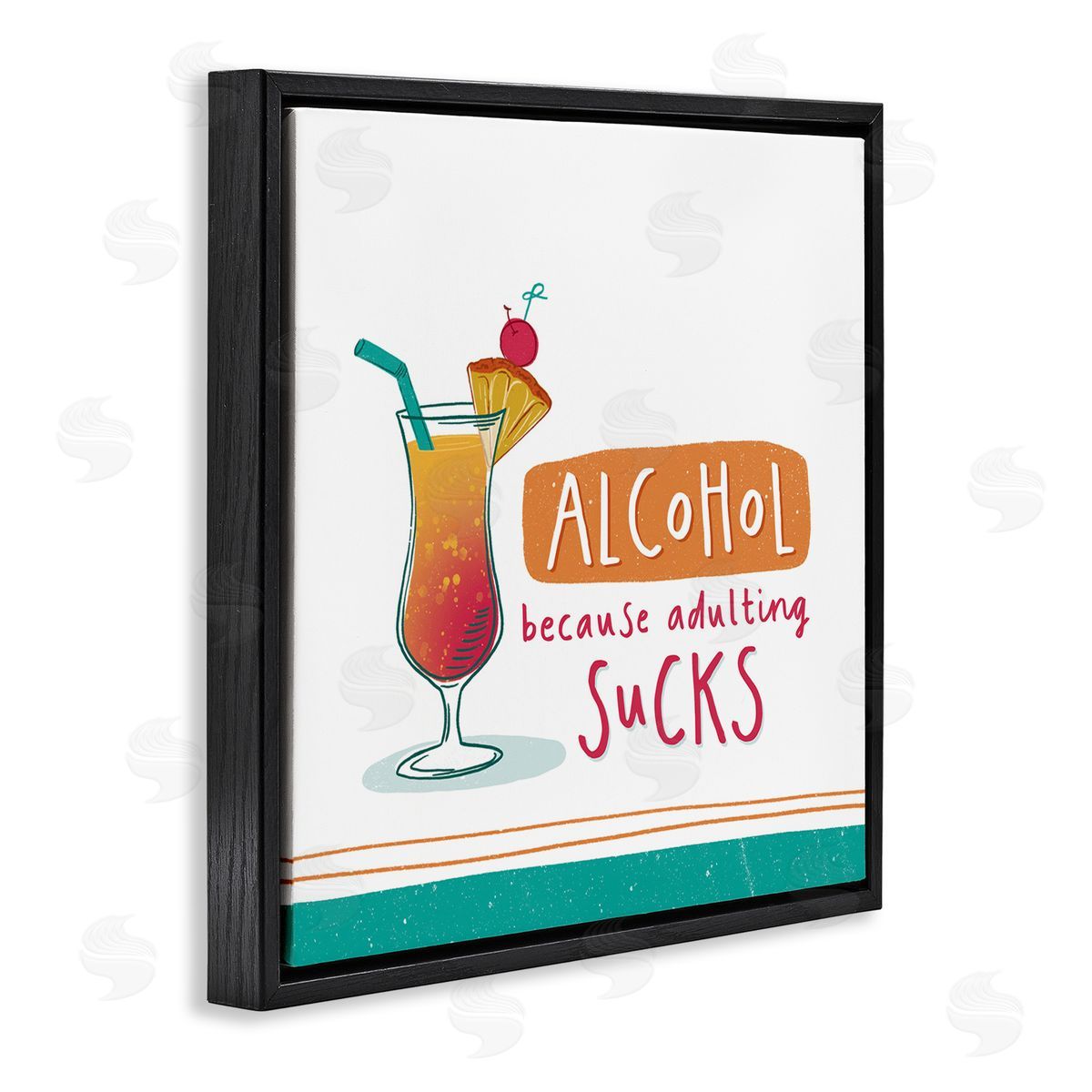Courtney Morgenstern Funny Adulting Phrase Black Floating Frame Canvas Wall Art Print