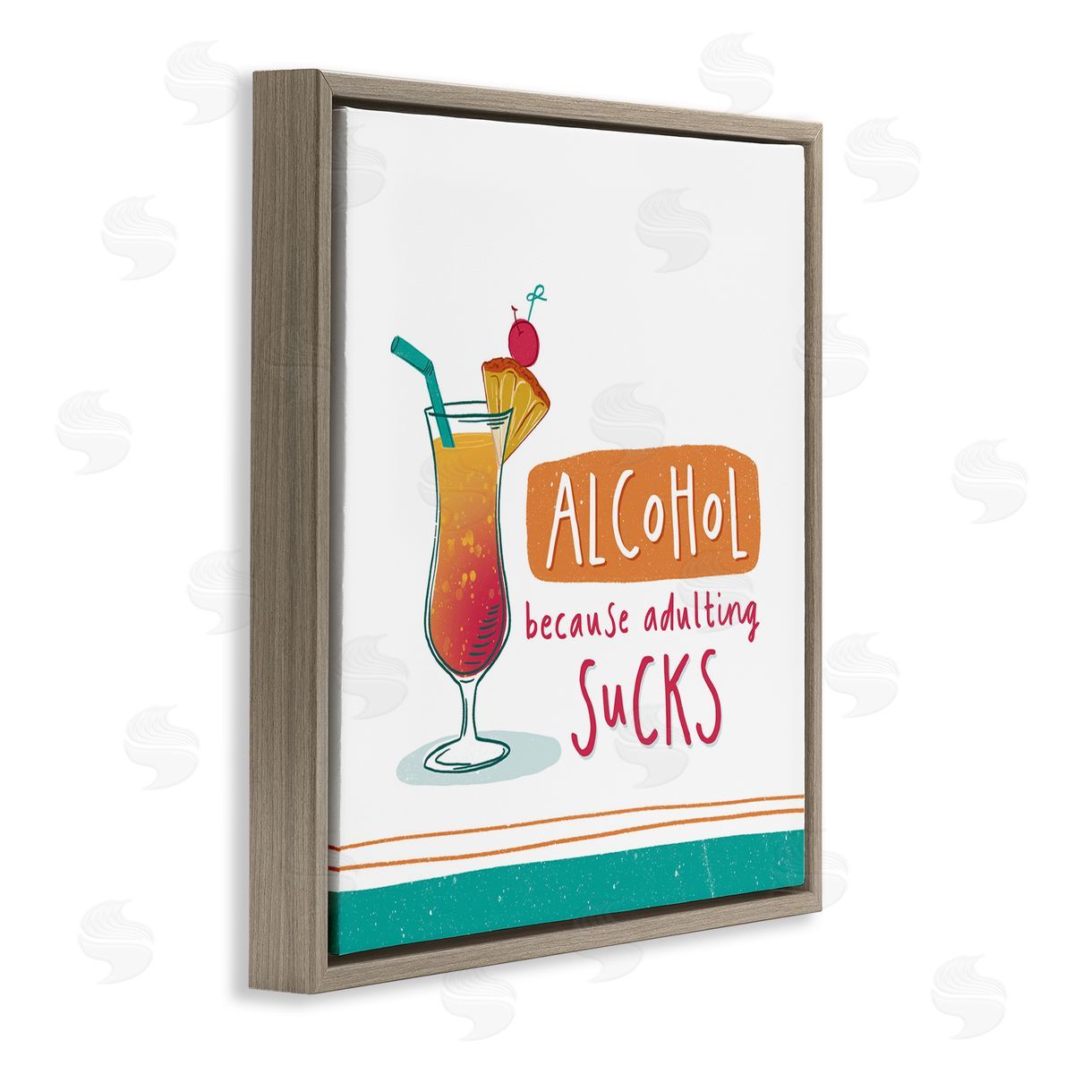 Courtney Morgenstern Funny Adulting Phrase Brown Floating Frame Canvas Wall Art Print