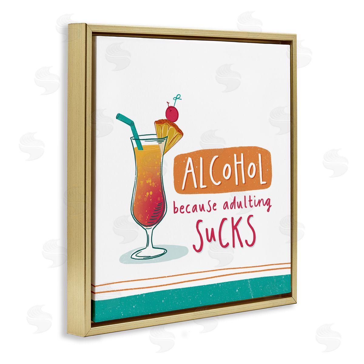 Courtney Morgenstern Funny Adulting Phrase Gold Floating Frame Canvas Wall Art Print