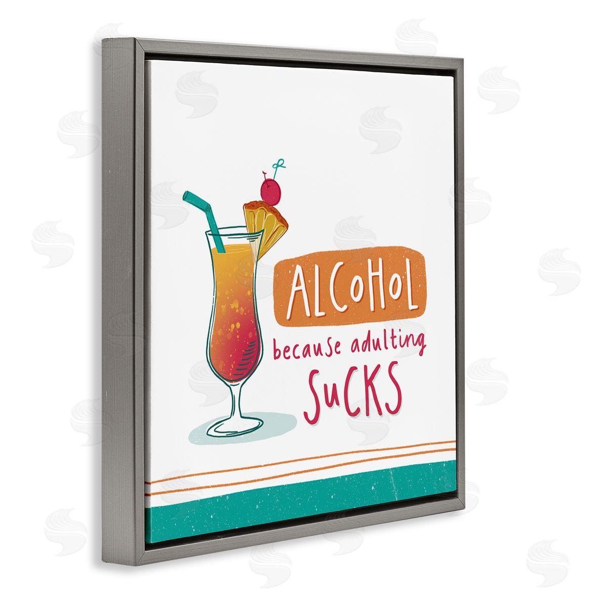 Courtney Morgenstern Funny Adulting Phrase Gray Floating Frame Canvas Wall Art Print