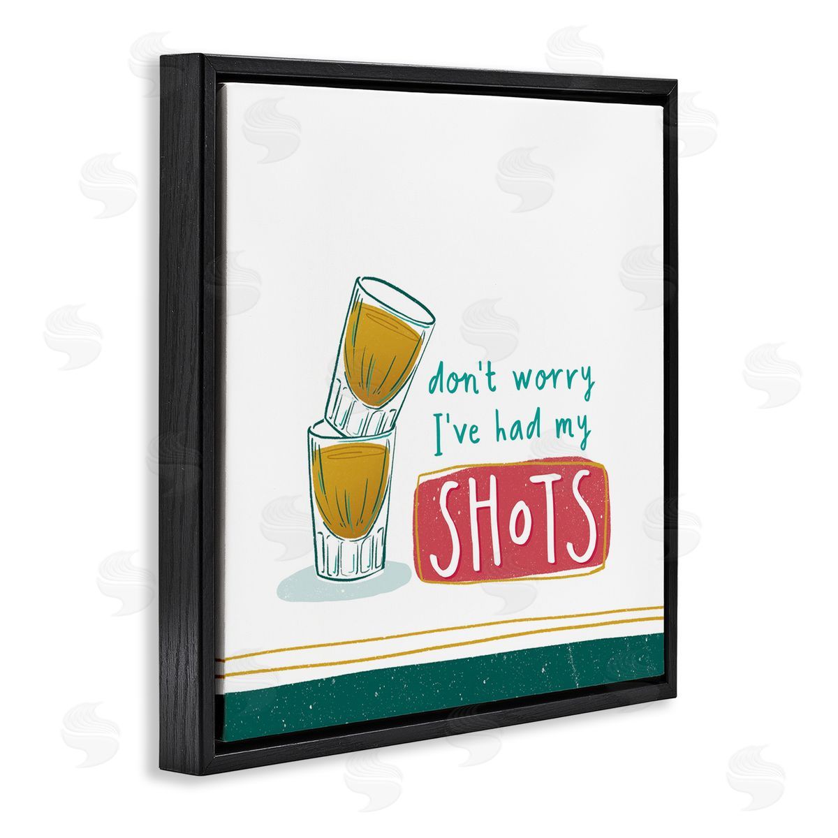Courtney Morgenstern Alcohol Shots Humor Black Floating Frame Canvas Wall Art Print