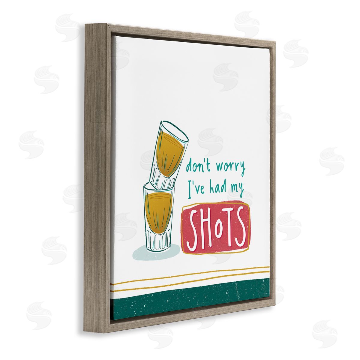 Courtney Morgenstern Alcohol Shots Humor Brown Floating Frame Canvas Wall Art Print