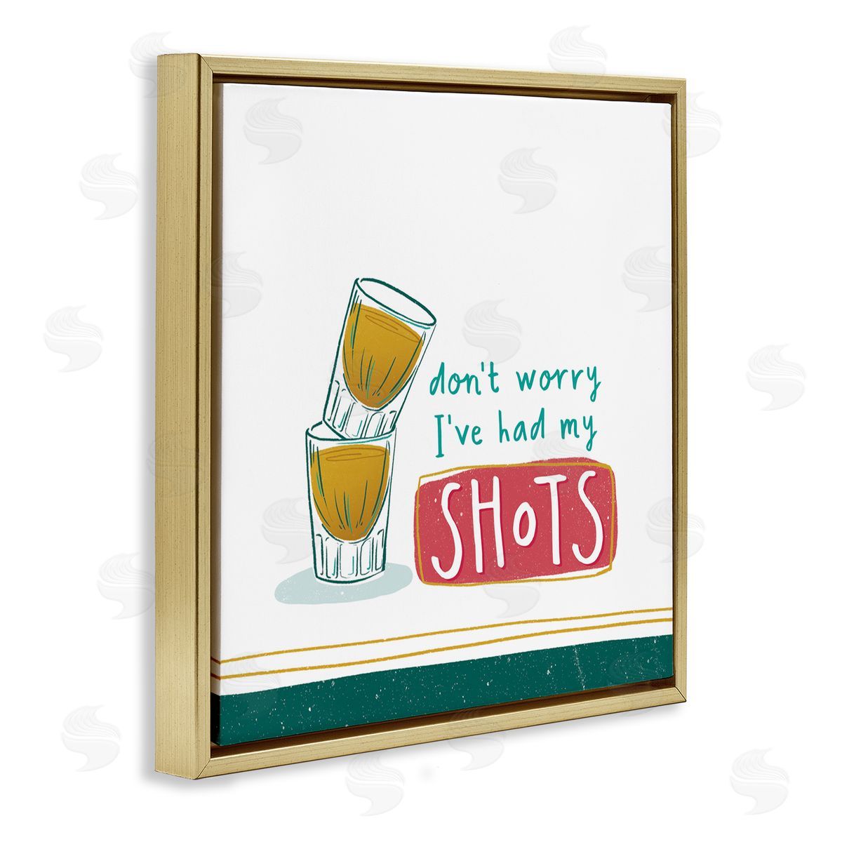 Courtney Morgenstern Alcohol Shots Humor Gold Floating Frame Canvas Wall Art Print