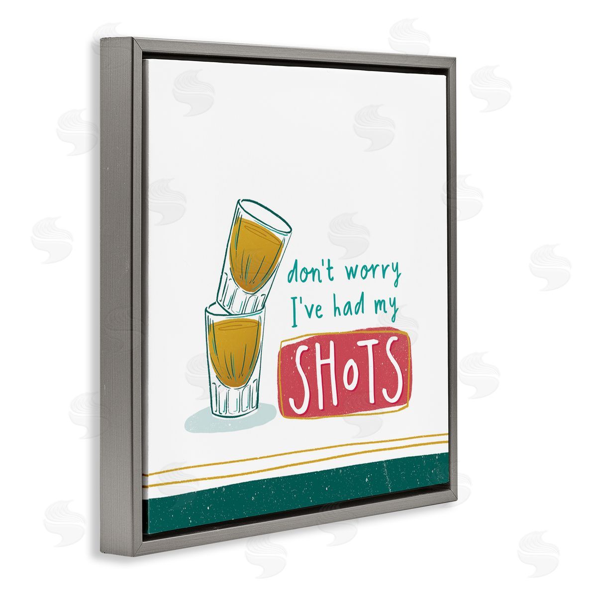 Courtney Morgenstern Alcohol Shots Humor Gray Floating Frame Canvas Wall Art Print