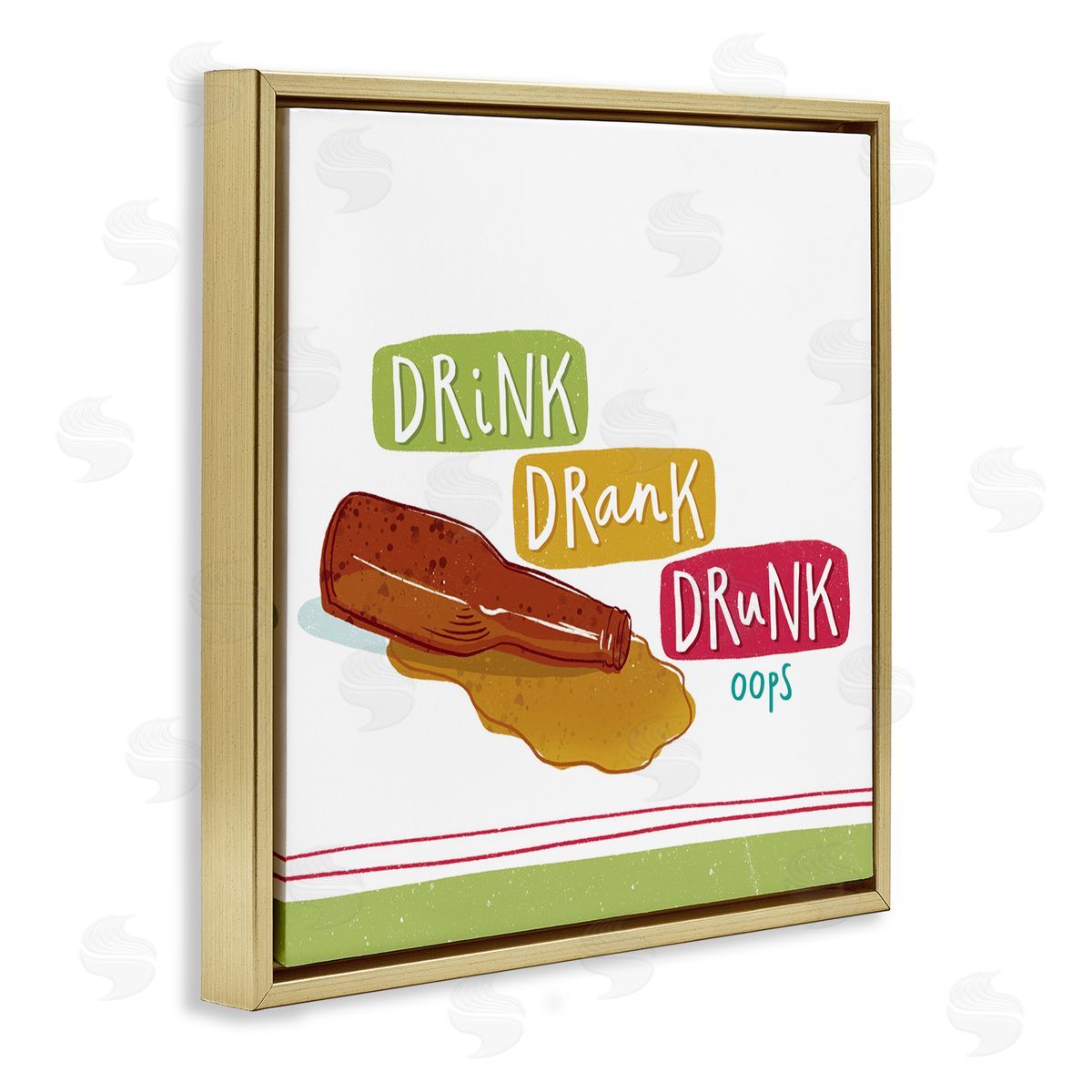 Courtney Morgenstern Drink Drank Drunk Gold Floating Frame Canvas Wall Art Print