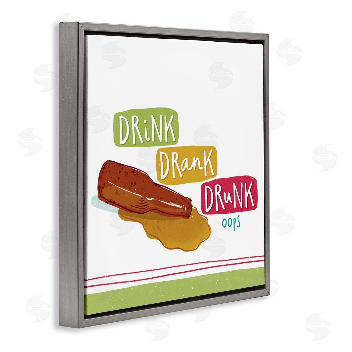 Courtney Morgenstern Drink Drank Drunk Gray Floating Frame Canvas Wall Art Print