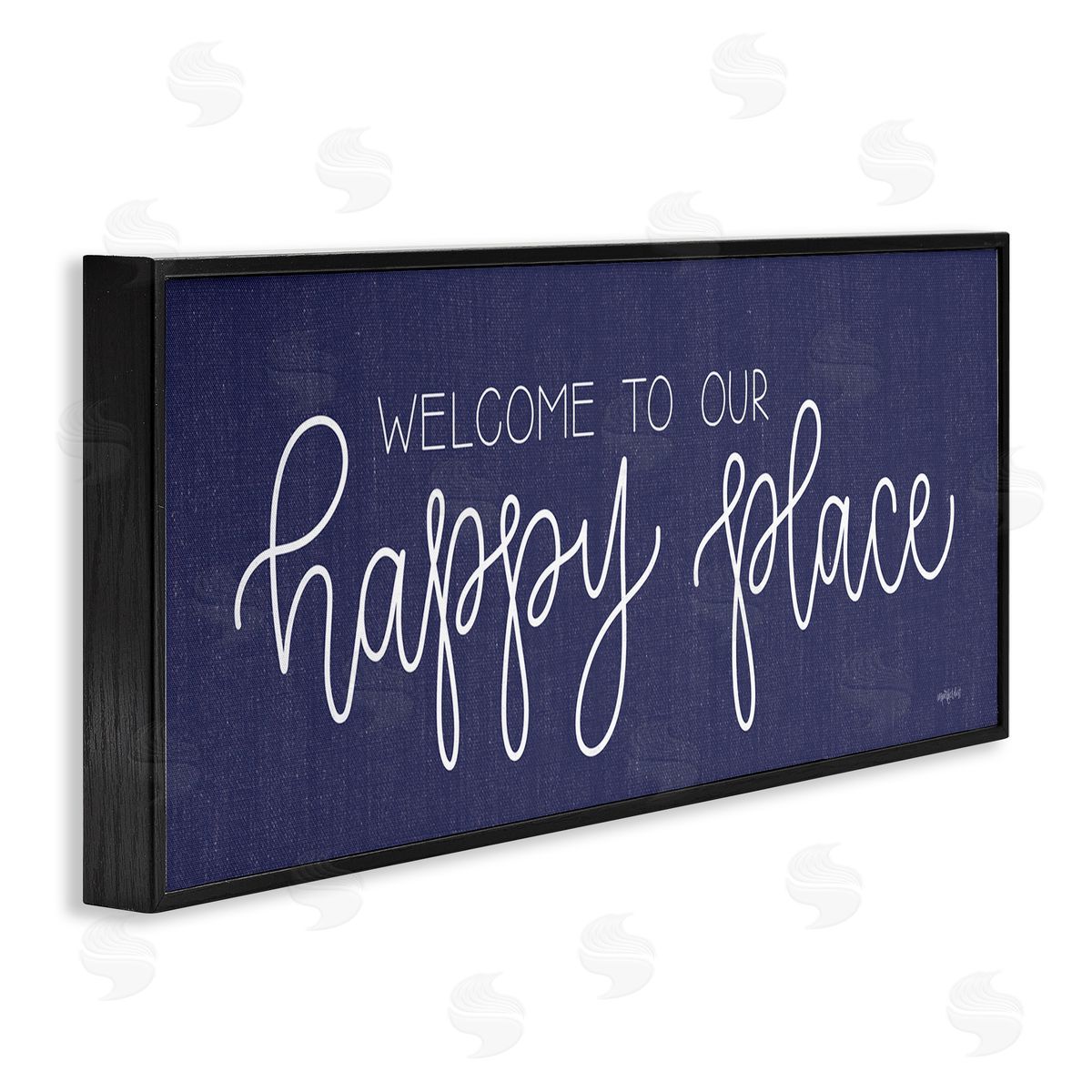 Welcome Happy Place Black Frame Print Wall Art, Home Decor by Imperfect Dust