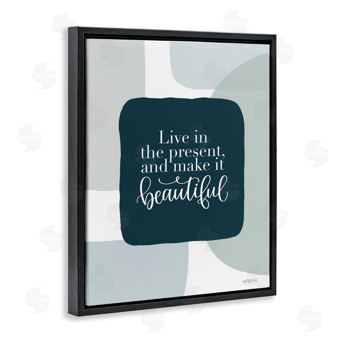 Live In The Present Black Floating Frame Canvas Wall Art, Home Decor by Imperfect Dust