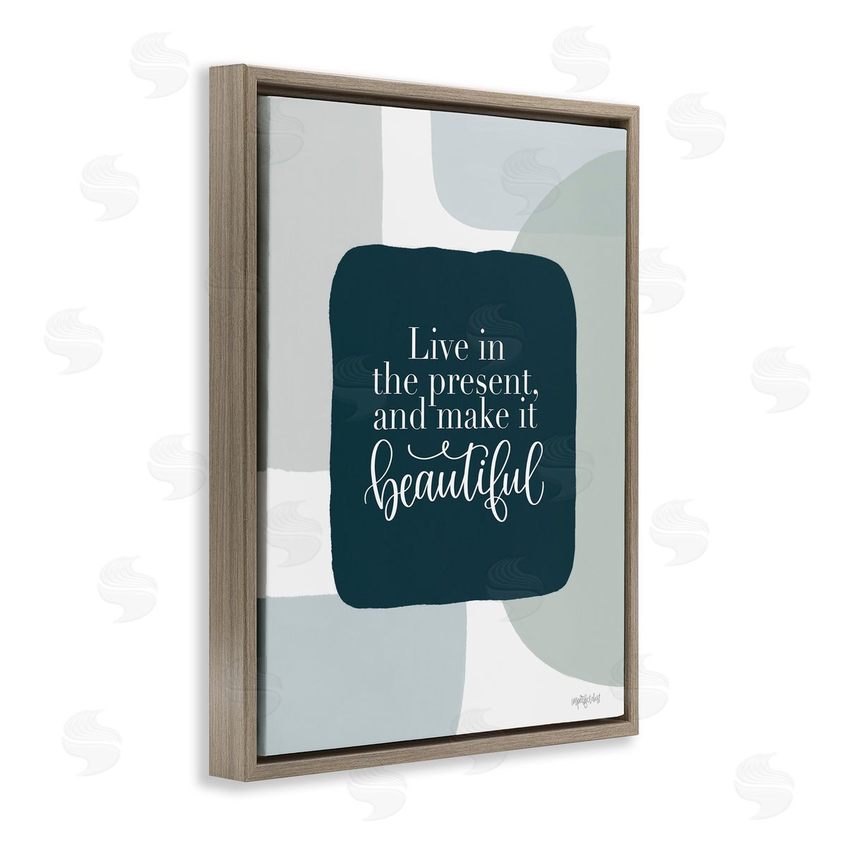 Live In The Present Brown Floating Frame Canvas Wall Art, Home Decor by Imperfect Dust