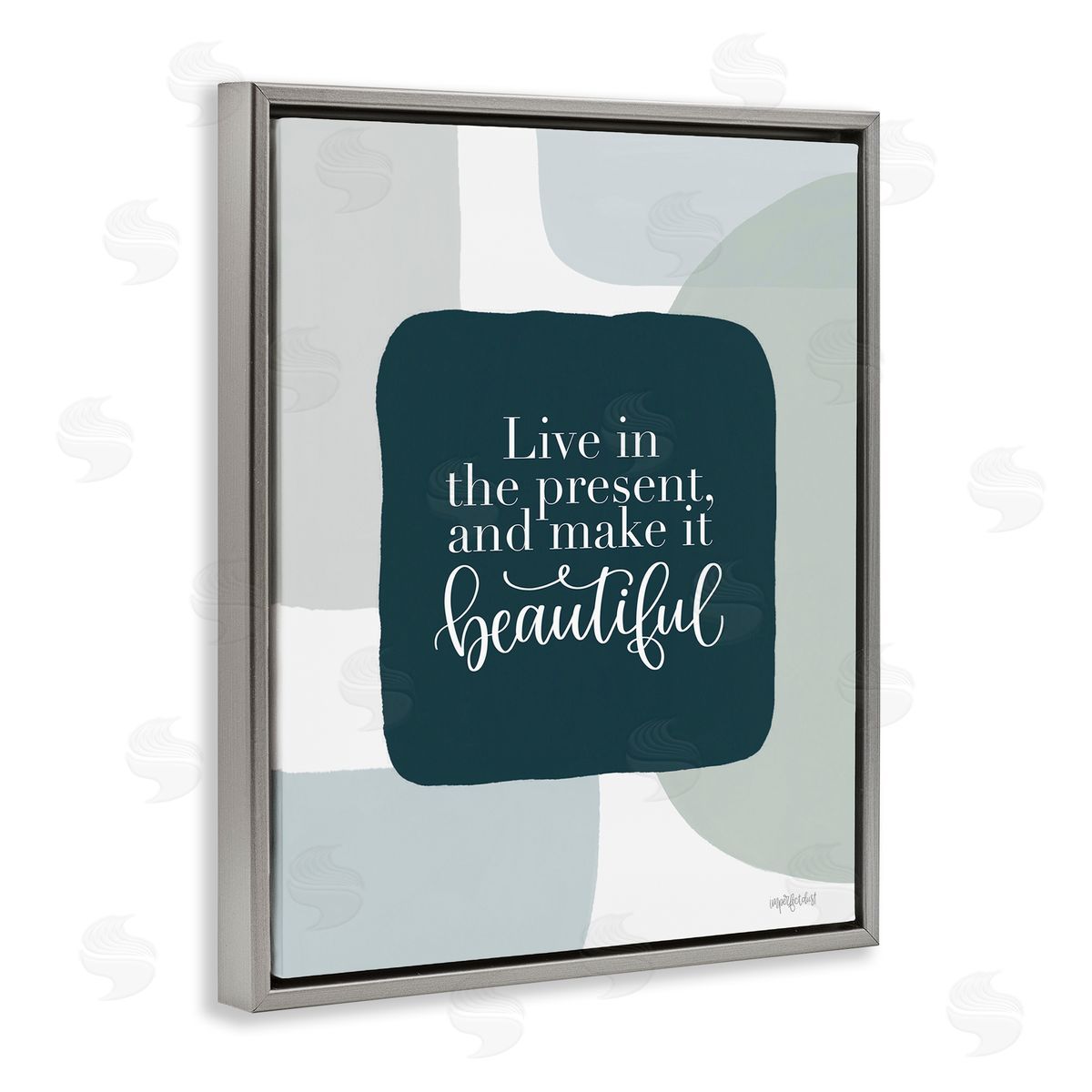 Live In The Present Grey Floating Frame Canvas Wall Art, Home Decor by Imperfect Dust