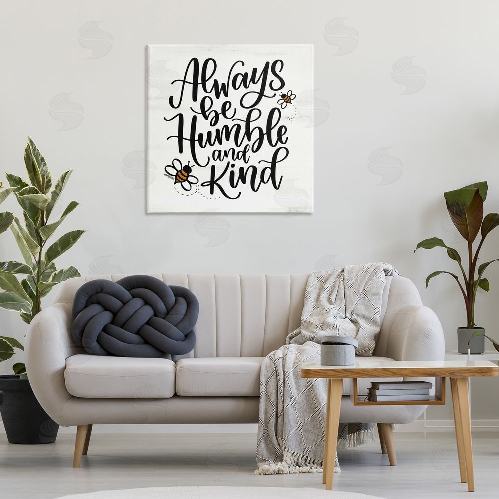 Imperfect Dust Inspiring Humble & Kind Canvas Wall Art Print in Room