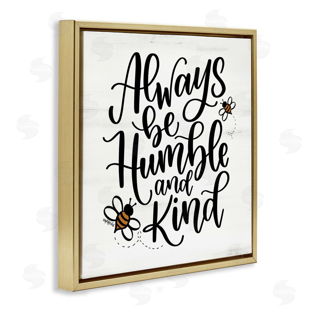 Imperfect Dust Inspiring Humble & Kind Gold Floating Frame Canvas Wall Art Print