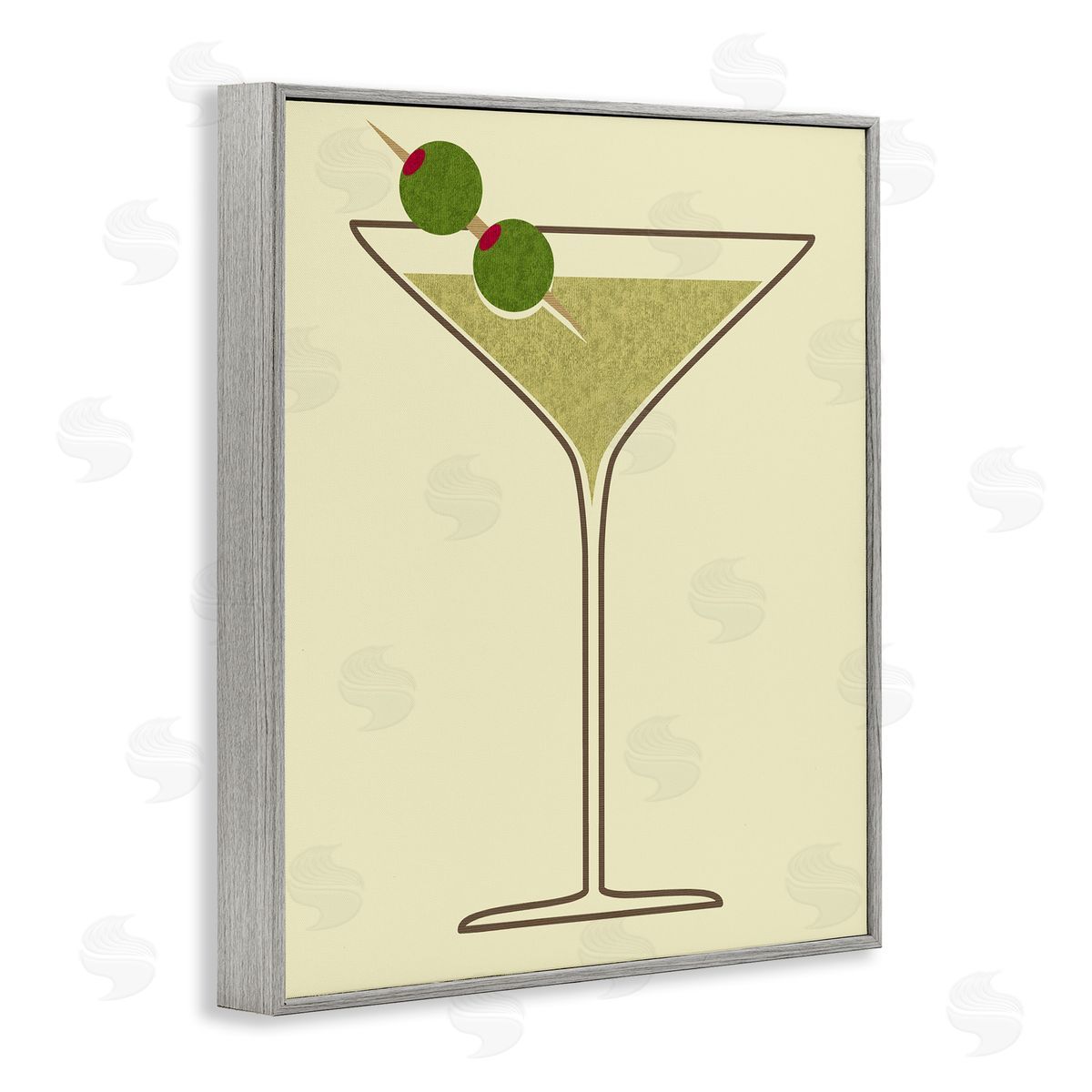 Martini with Olives Grey Frame Print Wall Art, Home Decor by Stupell Studio