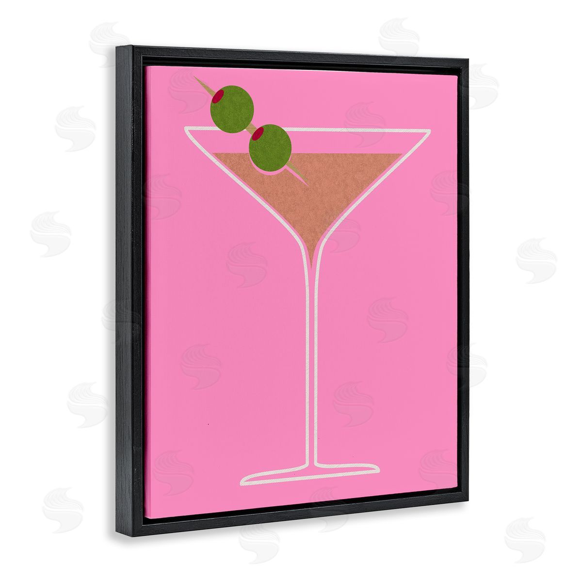 Dirty Martini on Pink Black Floating Frame Canvas Wall Art, Home Decor by Stupell Studio