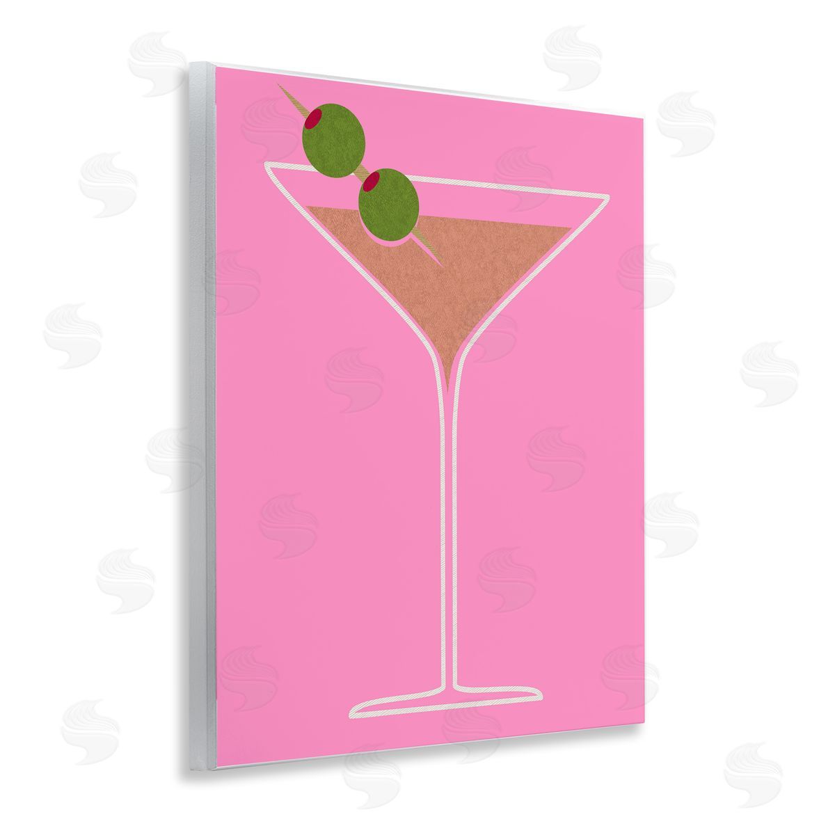 Dirty Martini on Pink Wood Plaque Wall Art, Home Decor by Stupell Studio