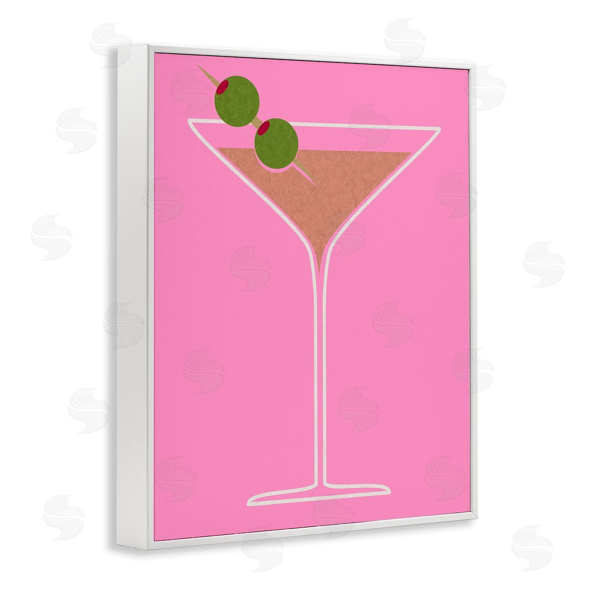 Dirty Martini on Pink White Frame Print Wall Art, Home Decor by Stupell Studio