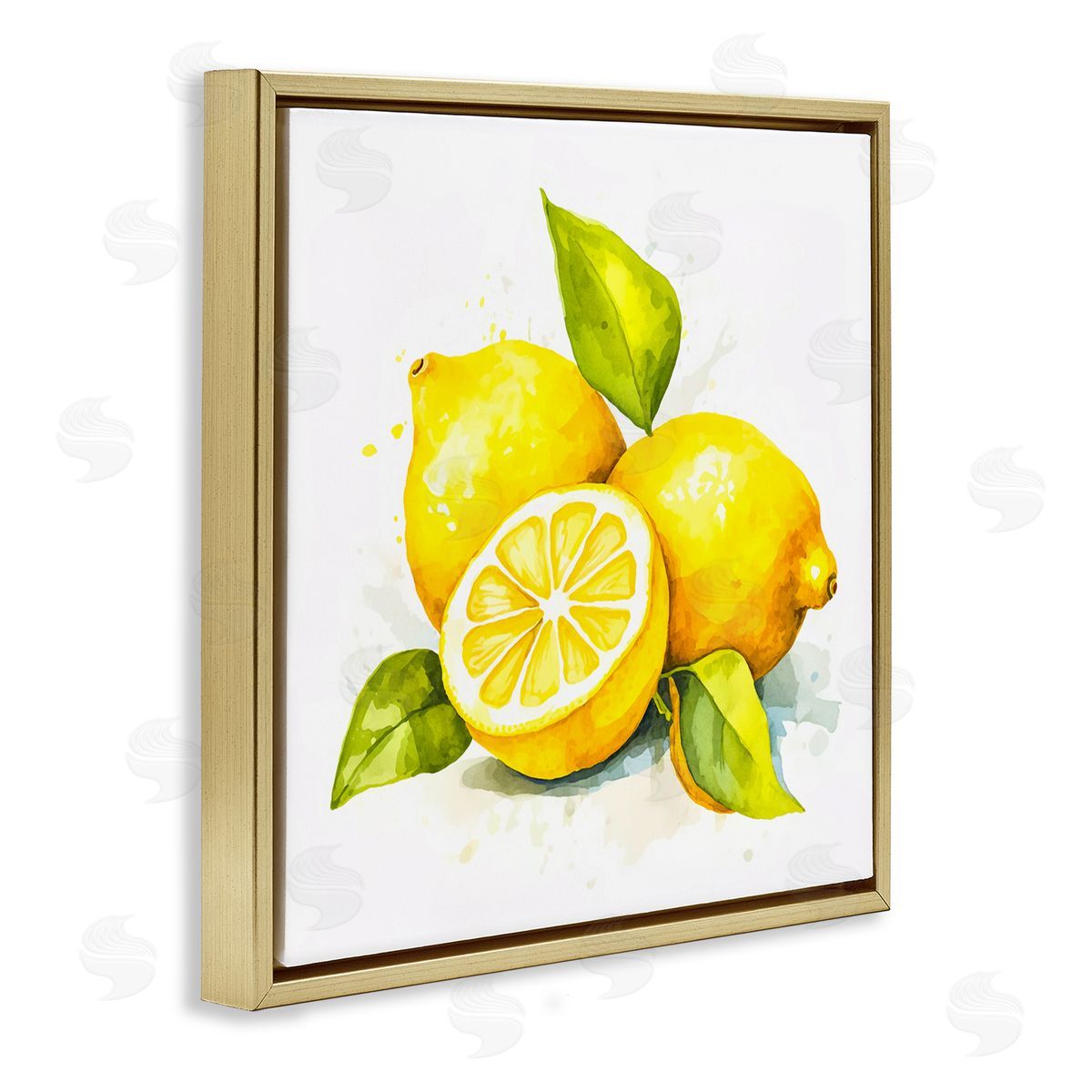 Andrea Haase Lemon Harvest Fruits Gold Floating Frame Canvas Wall Art Print