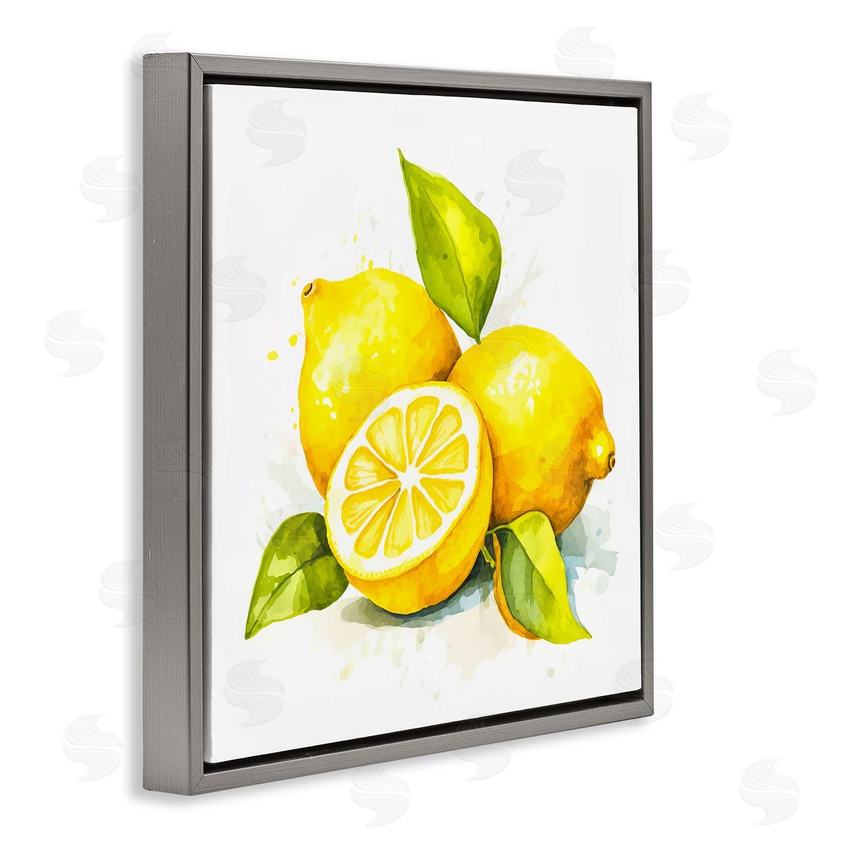 Andrea Haase Lemon Harvest Fruits Gray Floating Frame Canvas Wall Art Print