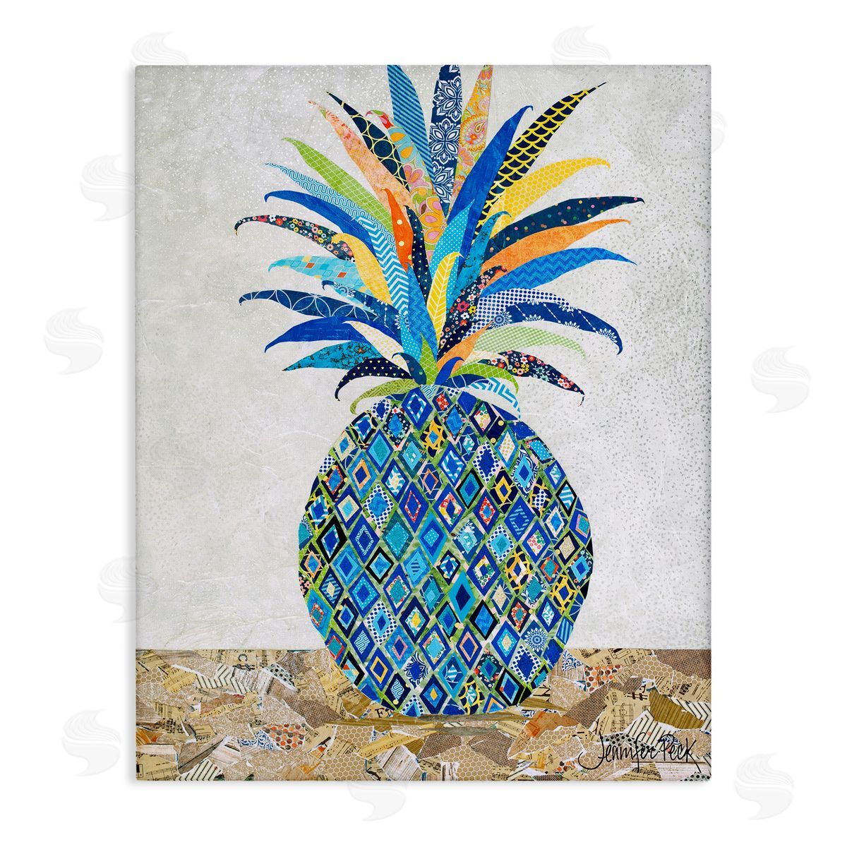 Mosaic Patterned Pineapple Canvas Wall Art, Home Decor by Jennifer Peck