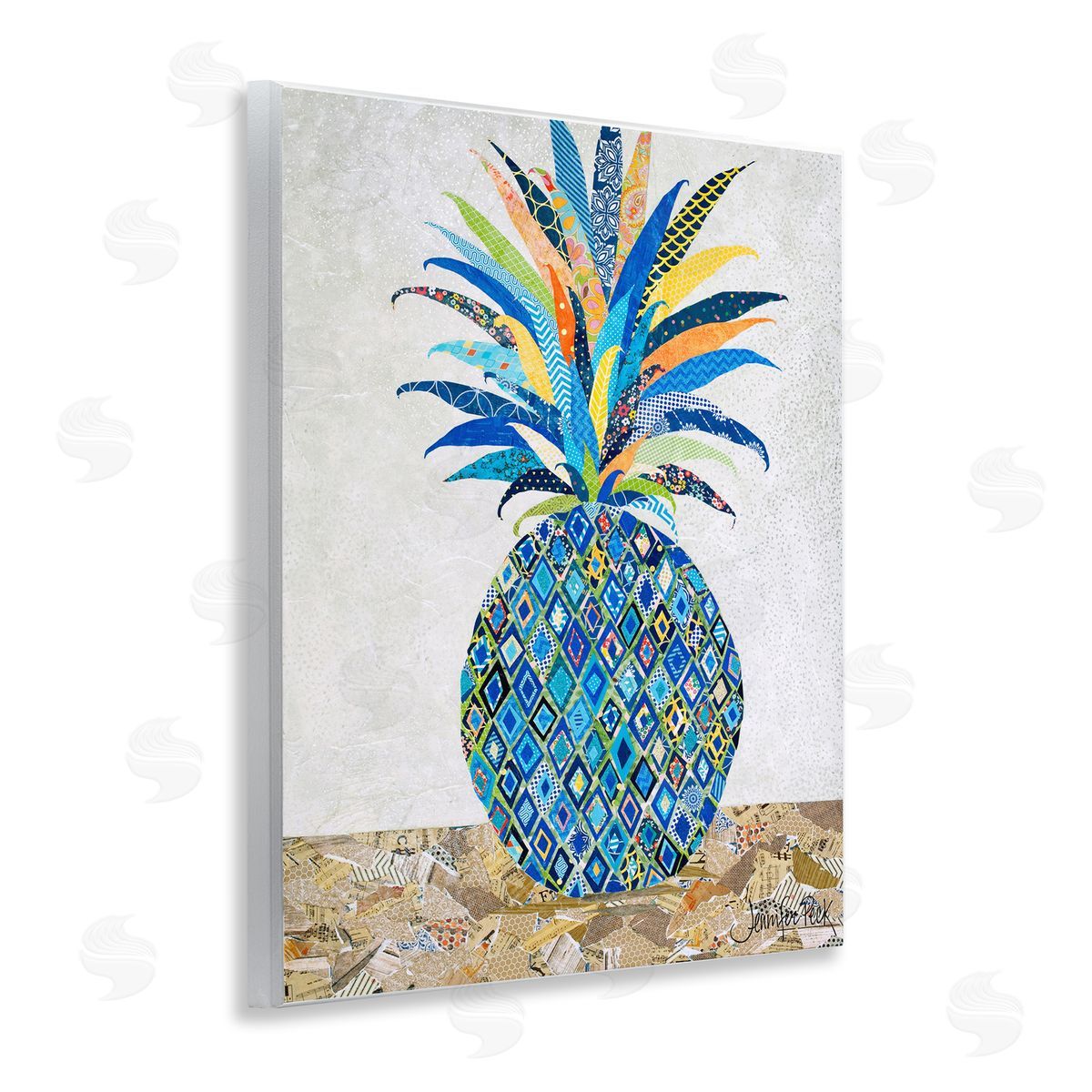 Mosaic Patterned Pineapple Wood Plaque Wall Art, Home Decor by Jennifer Peck